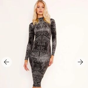 NWT Blackmilk WROUGHT Velvet High Neck Long Sleeve Midi dress Med